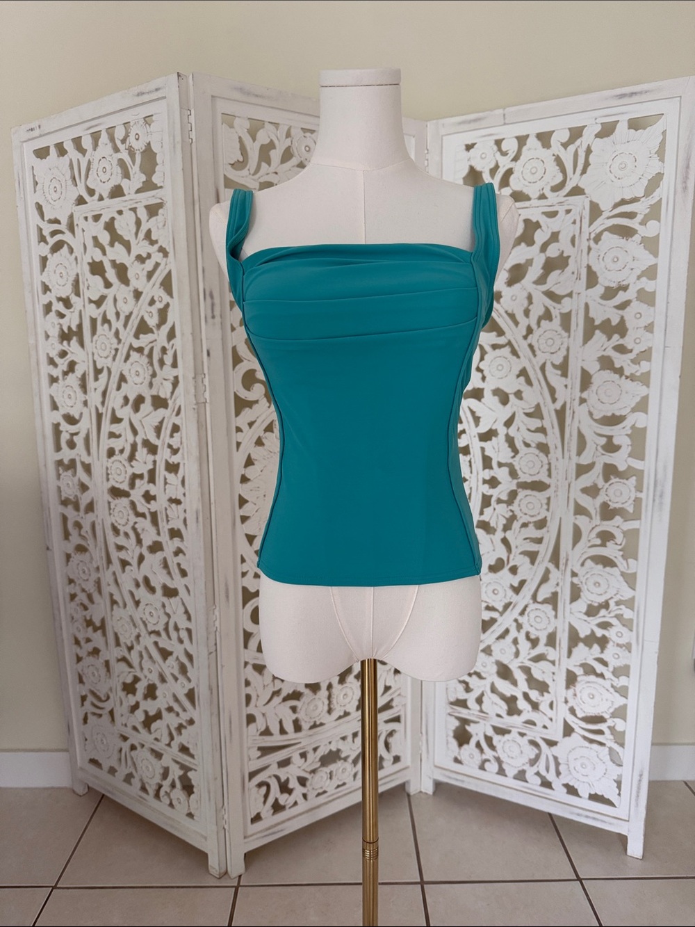 Calvin Klein Teal Square-Neck Camisole with Wide Straps